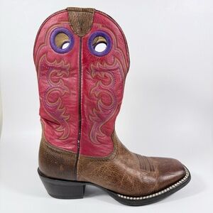 Ariat Cowgirl Western Boots Women's Size 6.5 Brown Red Leather Embroidered